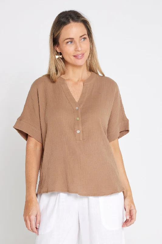 Winter women's topsGracie Cotton Muslin Top - Bark