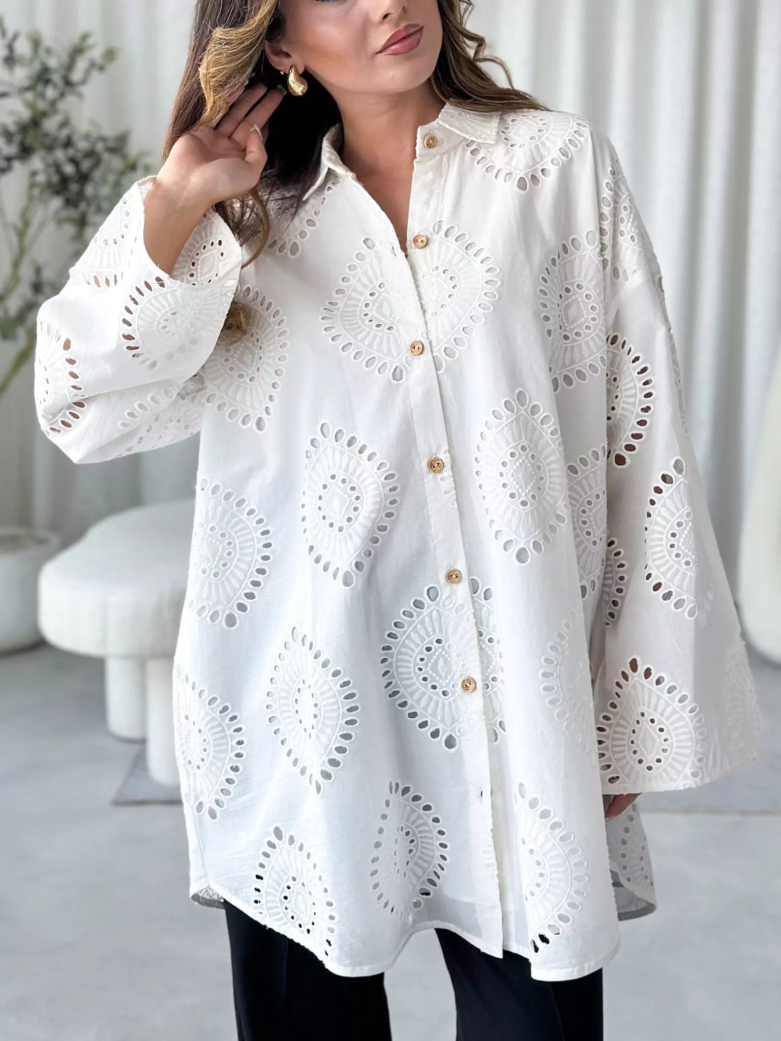 Maternity women's topsCia Button Down Cut Work Shirt