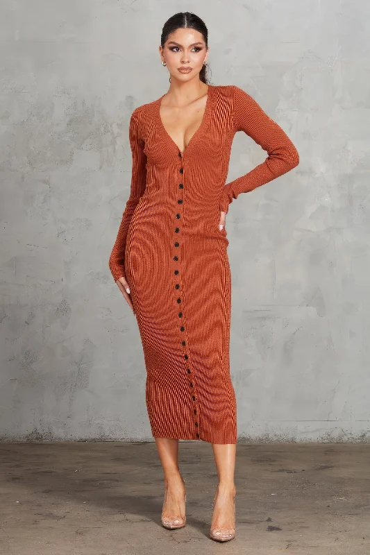 Polka dot dresses for womenRibbed Midi Dress