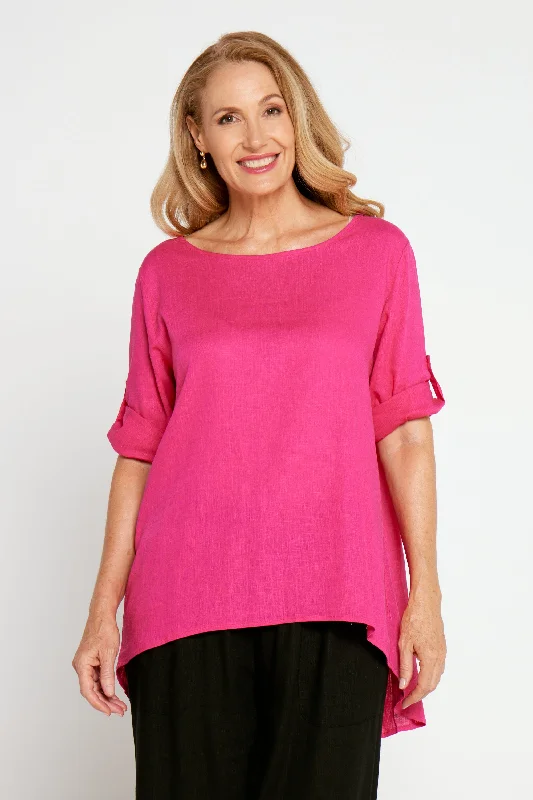 One-shoulder women's topsTerese Linen Top - Hot Pink