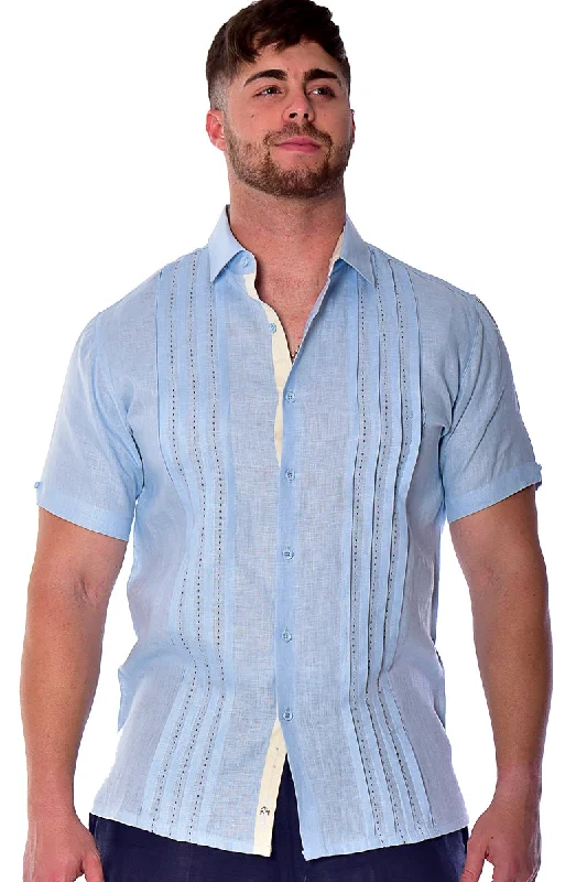 Designer women's topsBohio Mens 100% Linen Fancy Pin-Tucked Shirt in (2) Colors Sizes (S ~ 3XL) - MLS2035