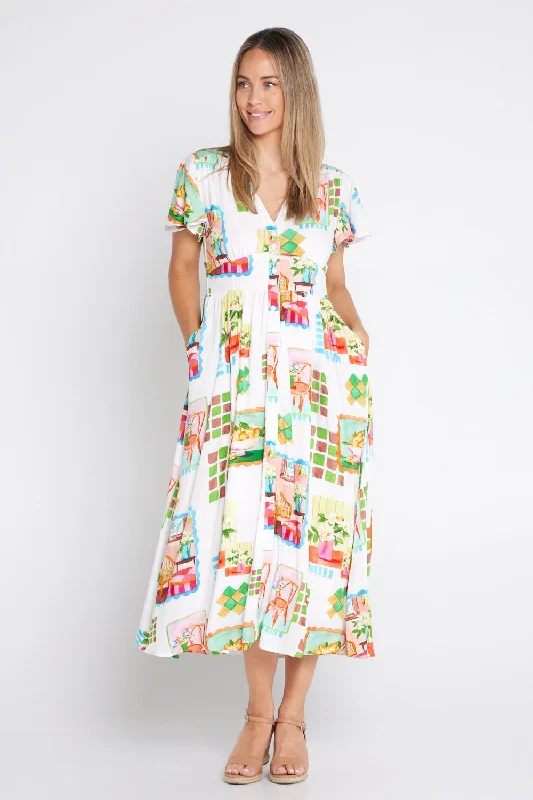 Sleeveless dresses for womenFreja Midi Dress - Palm Springs Print