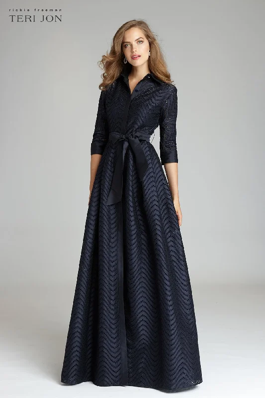 Athletic women's topsShirt Waist Taffeta Chevron Pattern Eyelet Gown