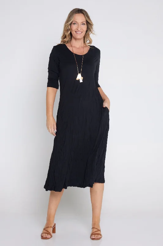 Polka dot dresses for womenSally Bamboo & Cotton Midi Dress - Black