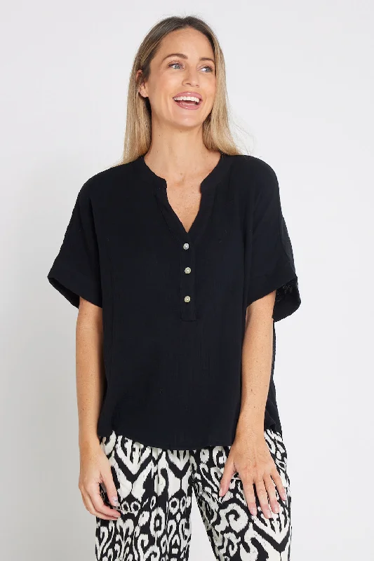 Racerback women's topsGracie Cotton Muslin Top - Black