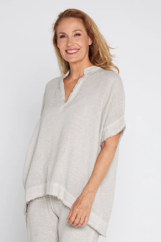 Stretchy women's topsRiya Linen & Cotton Top - Beige