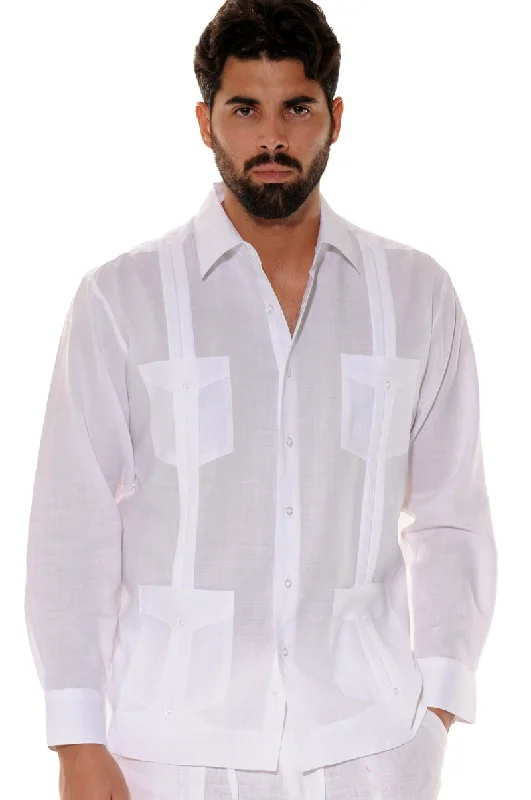 Easy-care women's topsBohio 100% Linen Traditional Guayabera Shirt for Men's 4 Pocket L/S in (7) Colors -MLS501
