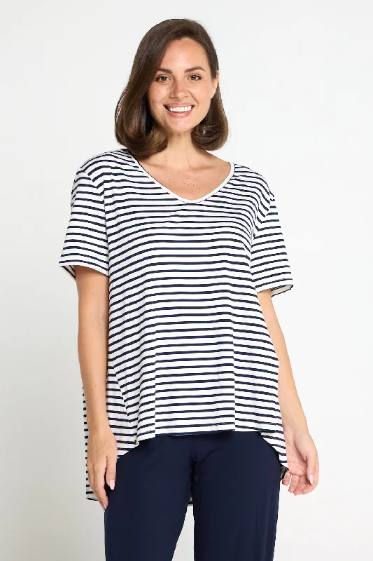 Stretchy women's topsCalvi Top - Navy Stripe