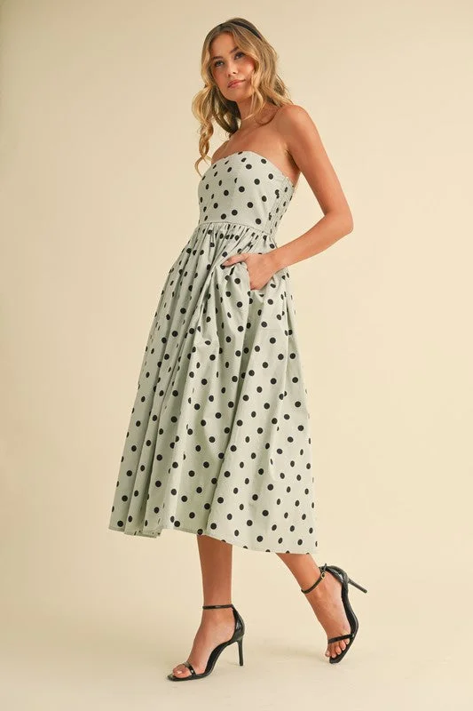 Little red dresses (LRDs) for womenBridgette Sleeveless Polka Dot Print Flared Midi Dress Mint