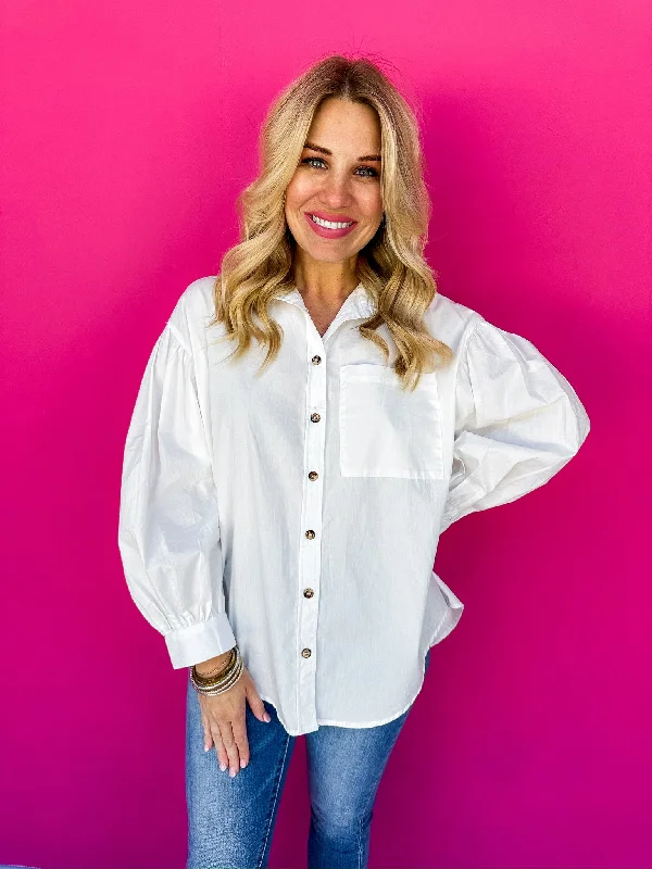 Burgundy women's topsClassic Button Down White Shirt