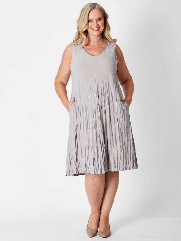 Long-sleeved dresses for womenStella Midi Dress - Silver 19768-S
