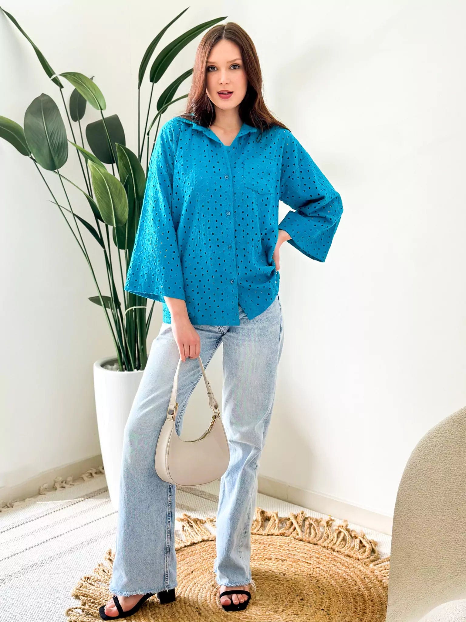 Easy-care women's topsTealicious Cutwork Shirt With Inner
