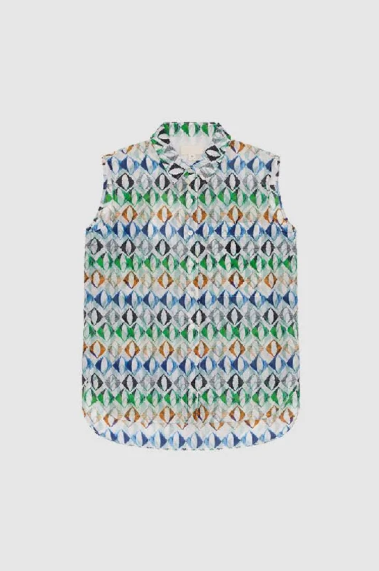 Wrinkle-resistant women's topsSide Slit Colorful Geometric Print Tank Top