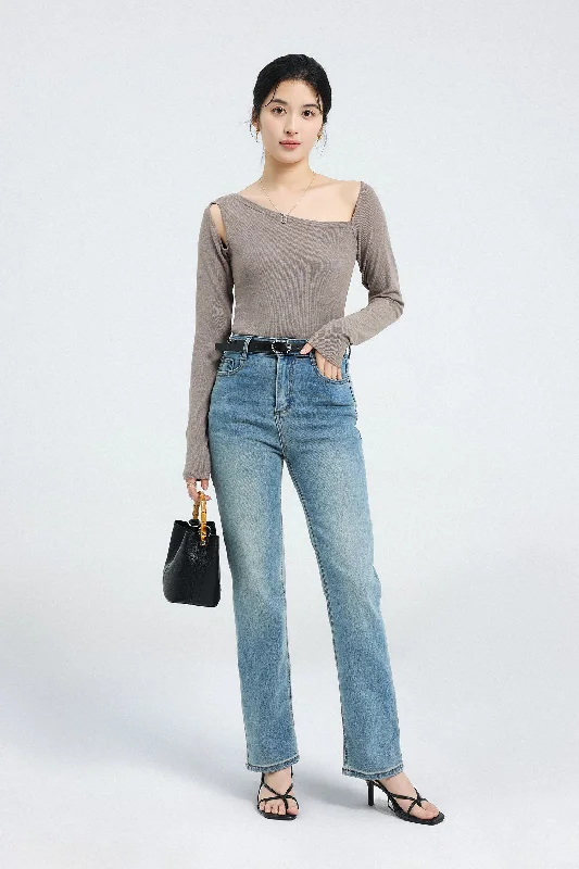 Boutique women's topsAsymmetric Neck Simple T-Shirt - 4 Colors Available