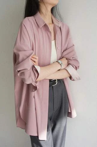 Chunky knit women's topsSide Slit Placket Sun Protection Shirt