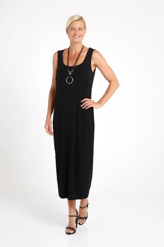 High-neck dresses for womenAmy Midi Stretch Slip - Black