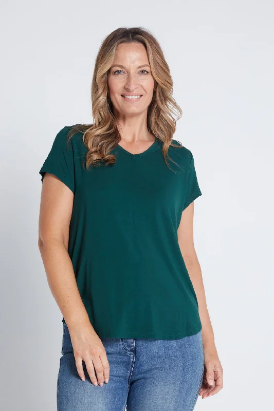 V-neck women's topsBamboo Tee - Forest Green