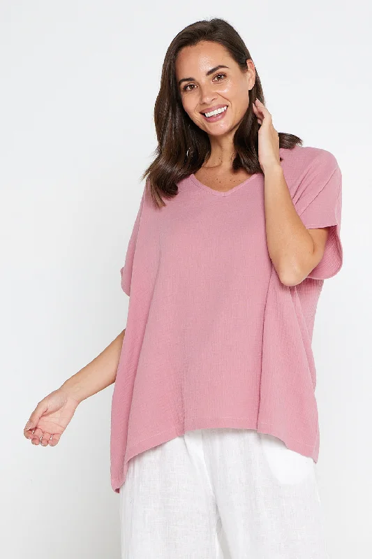 Elegant women's topsTahiti Muslin Top - Rose