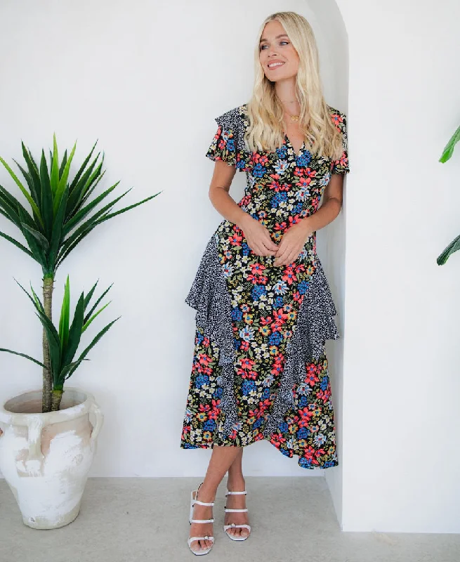 Short and sweet dresses for womenMulticoloured Ruffle Mix and Match Midi Dress