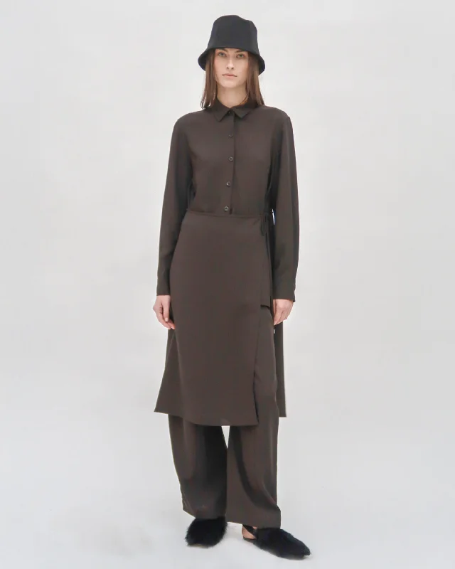 Lavender women's topsASYMMETRIC APRON SHIRT - VISCOSE TWILL