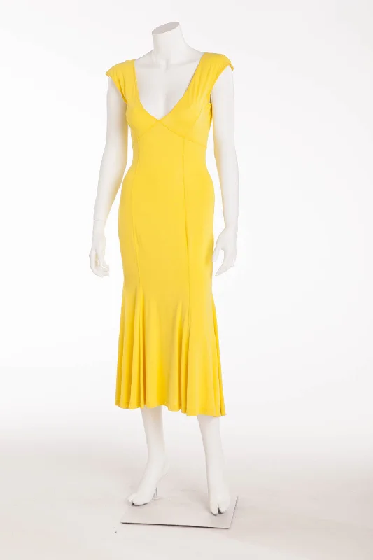 Backless dresses for womenValentino - Yellow Midi Dress  - IT 40