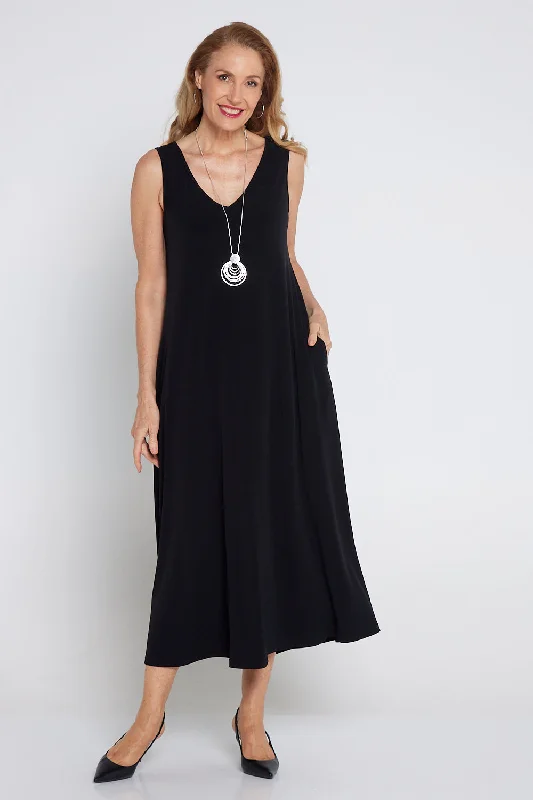 Peplum dresses for womenKathleen A-Line Stretch Midi - Black