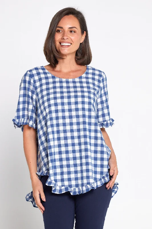 Fitted women's topsBlossom Top - Blue Gingham