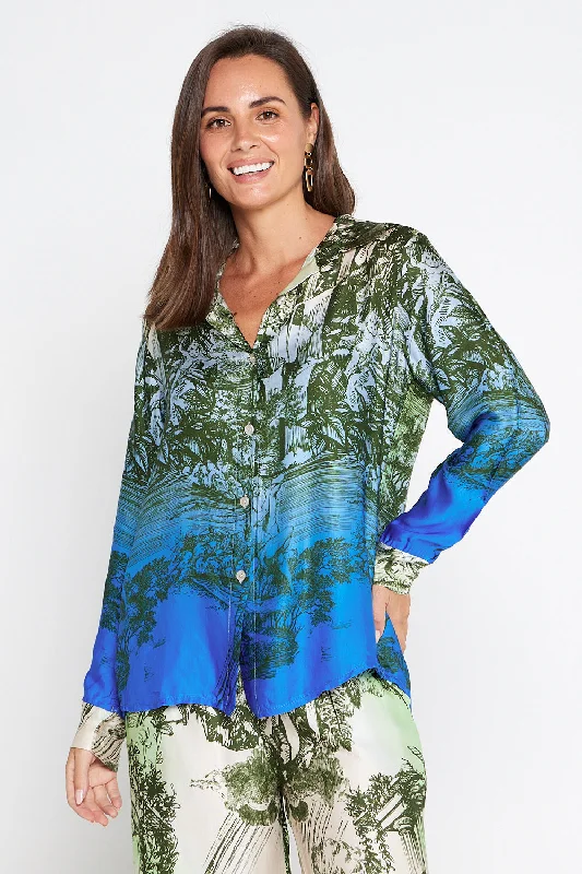Workwear women's topsDimitra Satin Shirt - Rhea Print