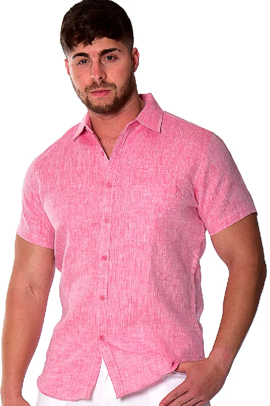 Women's casual topsBohio Men's Classic 100% Linen Short Sleeve Casual Short Sleeve Shirt in (9) Colors - MLS1357