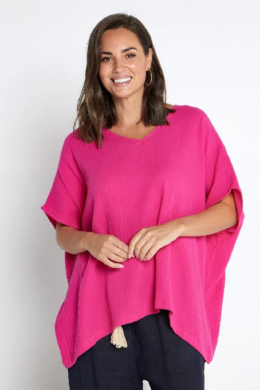 Oversized women's topsTahiti Muslin Top - Hot Pink