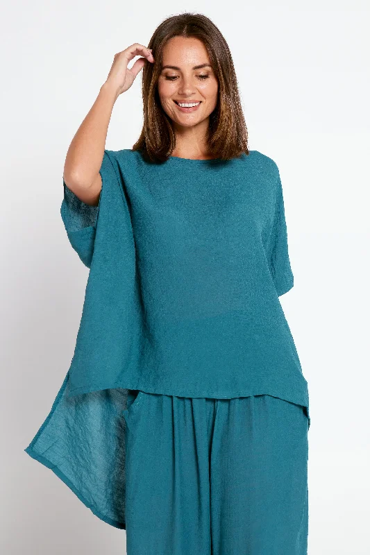 Ruffled women's topsGina Top - Teal