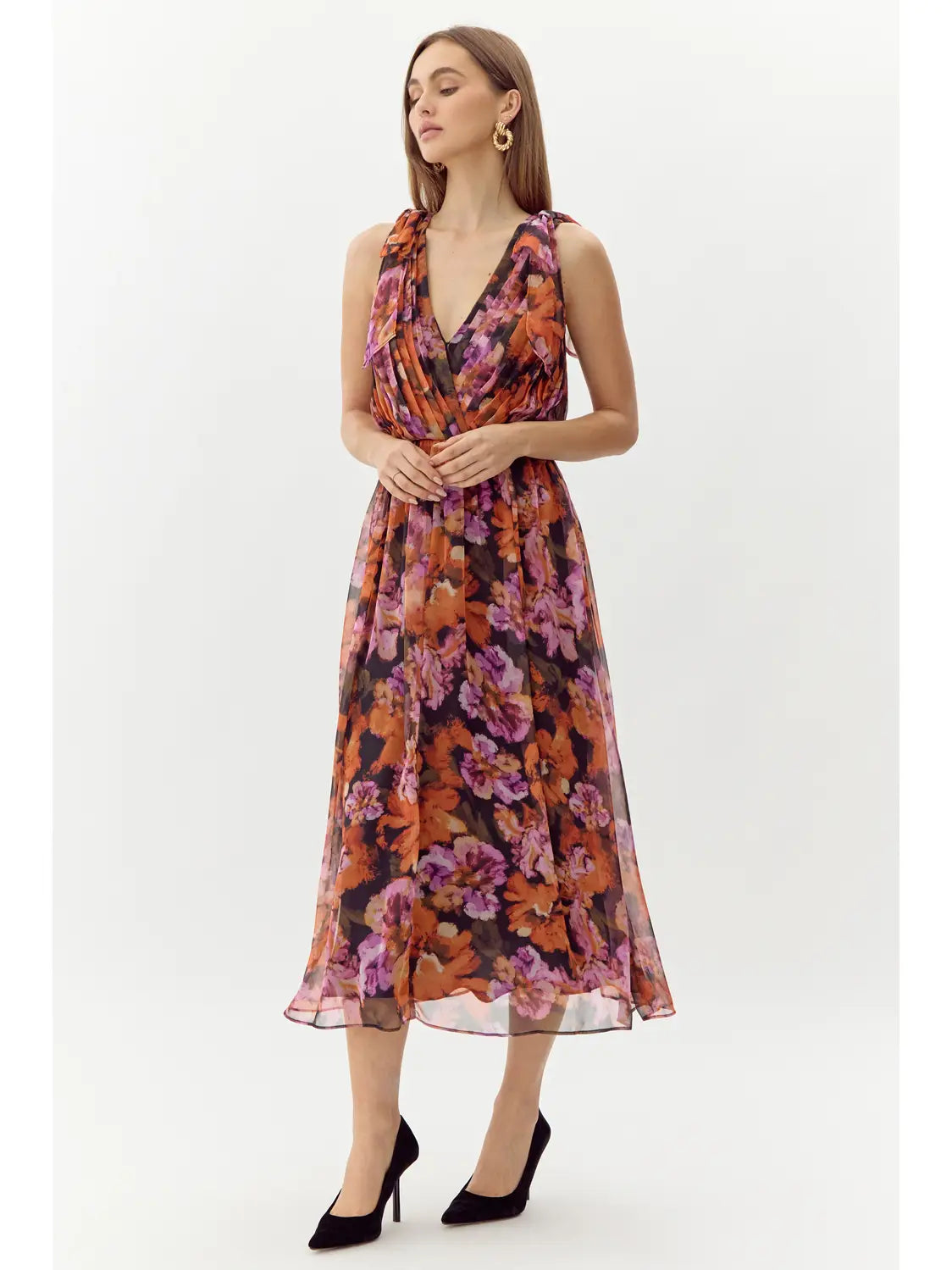 Mini dresses for womenVianka Tie Shoulder Chiffon Midi Dress