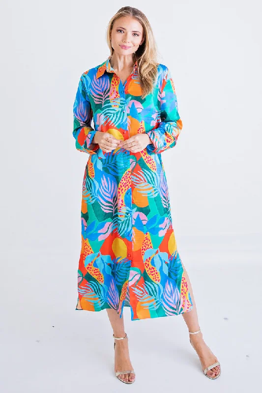 Party dresses for womenTropical Shirt Midi Dress
