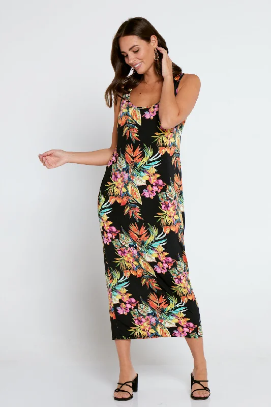Bell sleeve dresses for womenFindon Midi Slip Dress - Tropical Nights
