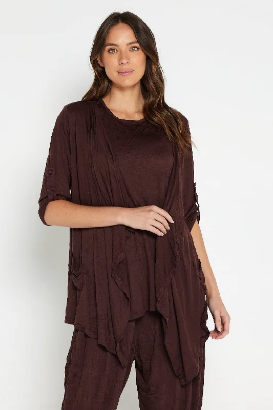 Tall women's topsTeegan Crush Cardigan - Chocolate