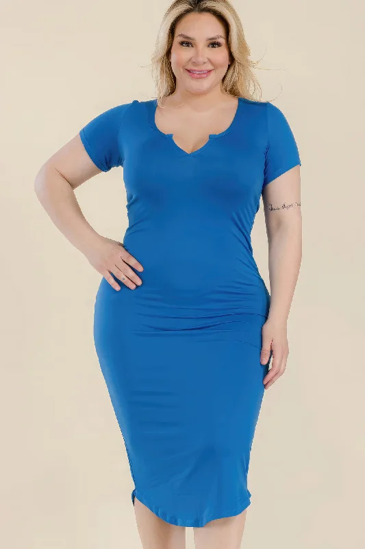 Halter dresses for womenPlus Size Split Neck Bodycon Midi Dress