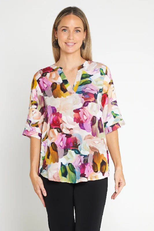 Women's casual topsMonroe Top - Pastel Floral Painting
