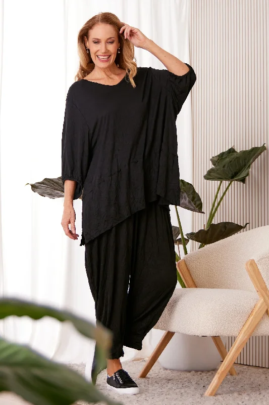 Fine knit women's topsSanders Cotton Top - Black