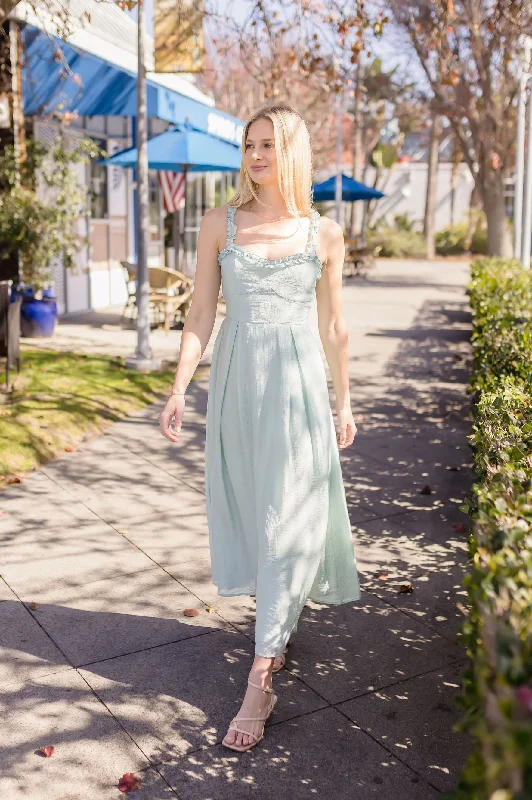Shift dresses for womenMckayla Sleeveless Ruffle Trim Midi Dress Mint
