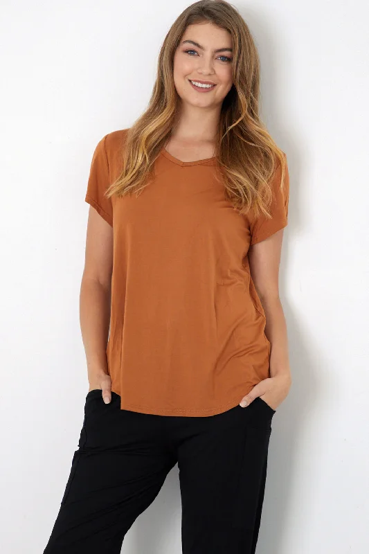 Crew neck women's topsBamboo Tee - Rust