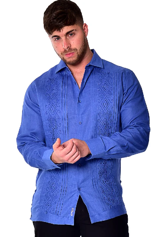 Transitional women's topsBohio Mens 100% Linen Fancy Guayabera Style Shirt for Men - Embroidered and Pin-Tucked in (3) Colors MLFG2034