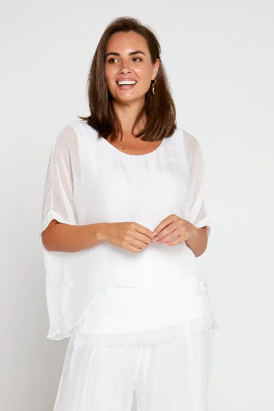 Eco-friendly women's topsZaria Silk Top - Bianco White