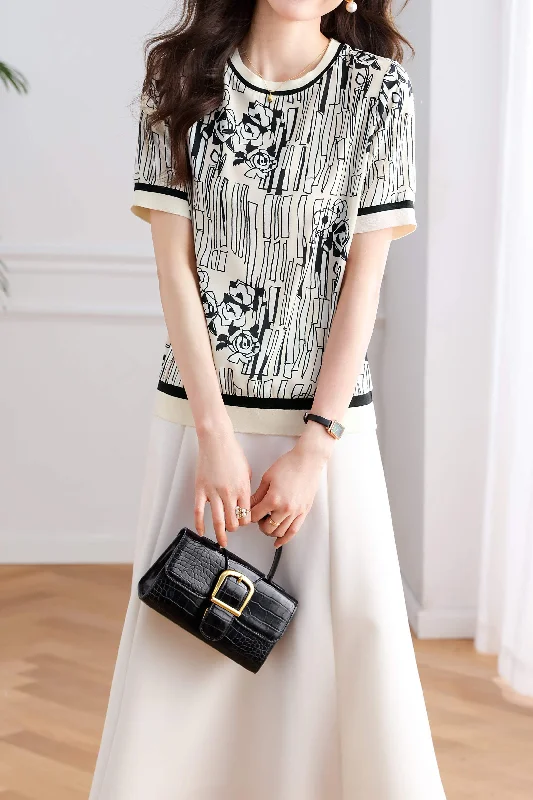 Limited edition women's topsRound Neck Digital Print T-Shirt