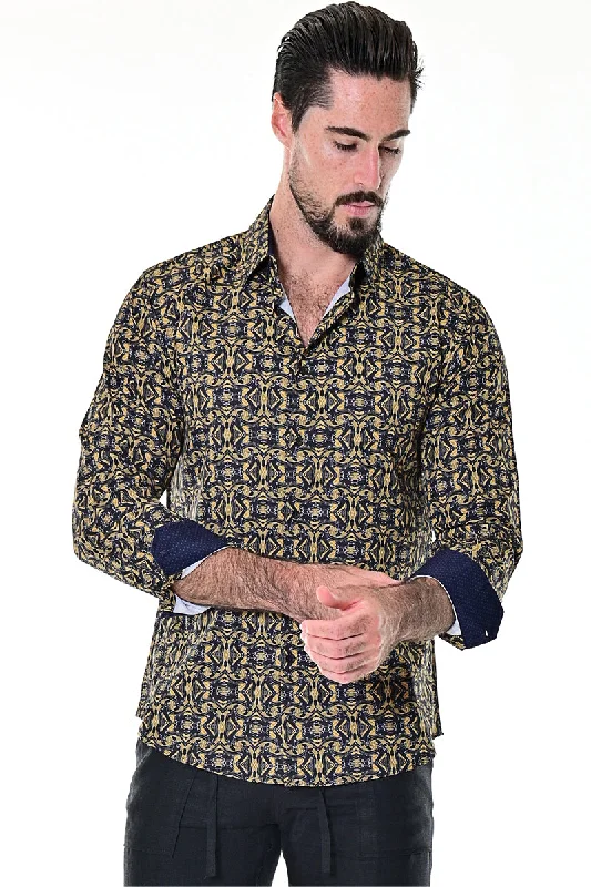 Black women's topsBohio Mens Casual Print Shirt - Vacay Long Sleeve Button Up Night Life - MXL1674