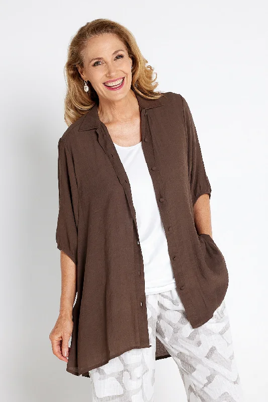 Bohemian women's topsComfort Shirt - Brown