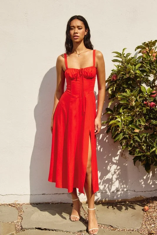 Evening gowns for formal eventsBrooklyn Sleeveless Corset Midi Dress Red