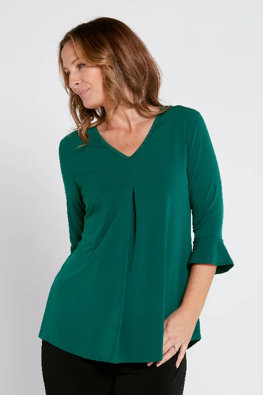 Striped women's topsKeswick Top - Forest Green