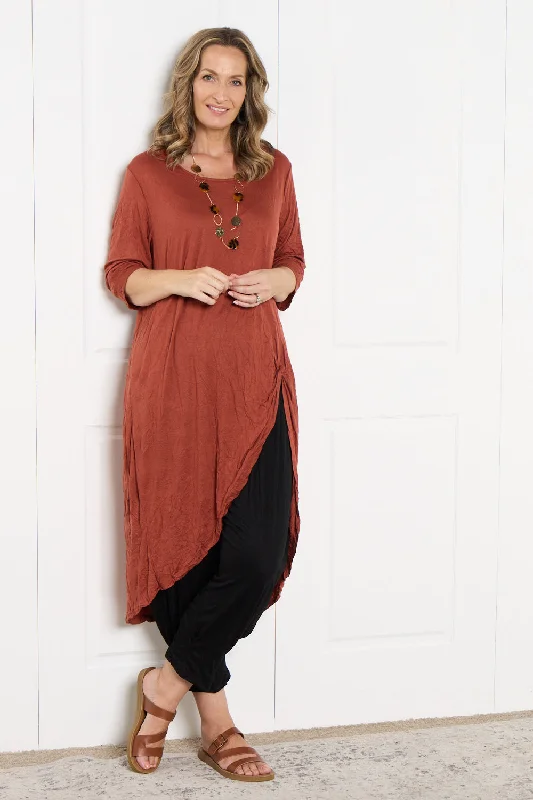 Autumn women's topsAyana Cotton Tunic Top - Brick