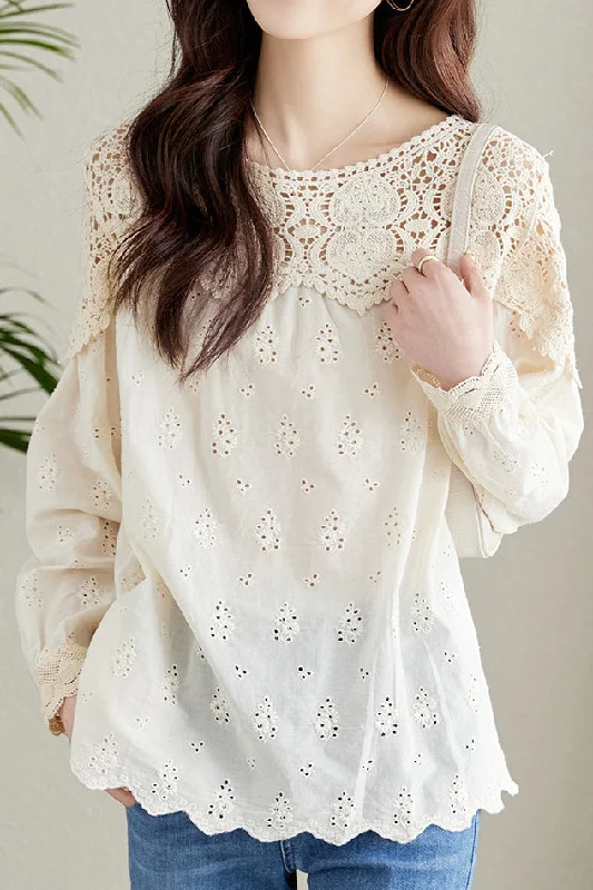 Thermal women's topsLace hollowed-out shirt