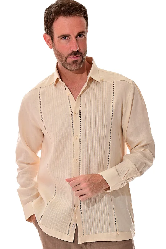 Boutique women's topsBohio 100% Linen Fancy Guayabera Style Shirt For Men - Pin-Tucked in (3) Colors MLFG2025